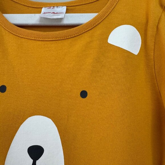 HANNA ANDERSSON Bear Dress Girls 6-7 120cm Mustard Brown Long Sleeve Cotton Girl - Picture 4 of 6